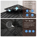 10 * 10FT Patic Gazebo with Steel Canopy,Outdoor Permanent Hardtop Gazebo Canopy for Patio, Garden, Backyard