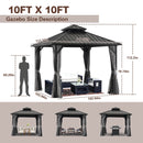 10 * 10FT Patic Gazebo with Steel Canopy,Outdoor Permanent Hardtop Gazebo Canopy for Patio, Garden, Backyard