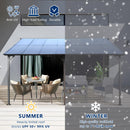10x14 FT Outdoor Pergola Gazebo - Large Wall-Mounted Hardtop Lean-to Gazebo Sunroom Canopy Outdoor Pergola with Waterproof Roof, Heavy Duty Waterproof Patio Awning for Patio, Decks, Backyard, Grey