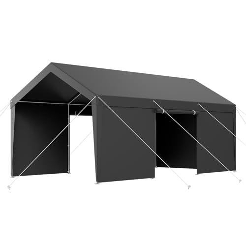 VEVOR 12x20 FT Heavy Duty Carport, Portable Car Canopy with Removable Sidewalls and Door, Outdoor Car Shelter, UV-Resistant, Water-Resistant, All-Season Car Shelter for Cars, Boats, and Equipment