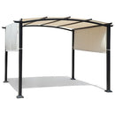 Meetleisure 10' x 10' Arched Top Outdoor Pergola, Pergola Canopy with with Adjustable and Retractable Canopy for Patio Use, Metal Pergola with Durable and Sturdy Frame & Water-Resistant Canopy, Beige