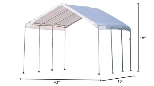 ShelterLogic 10' x 20' MaxAP Canopy Series Compact Outdoor Easy to Assemble Steel Metal Frame Canopy with 50+ UPF Sun Protection and Waterproof Cover, white (23522)