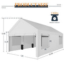 Shintenchi Carport 12' x 20' Heavy Duty Portable Garage, Car Port Canopy with Side-Opening Removable Door & Roll-Up Windows, Car Canopy for Truck,Car,Boat,Motorcycle,White