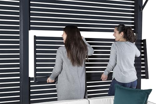 Sojag Meeru 9 ft. x 12 ft. Outdoor Aluminum Pergola with Rustproof Powder-Coated Frame, Welded Anchoring Plates, and Louvered Wall Design for Stylish Backyard Shade and Shelter