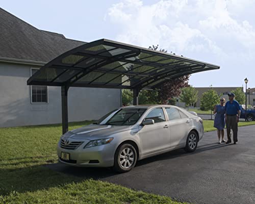 Palram - Canopia Arizona 10 Ft. x 16 Ft. x 9 Ft. Breeze 5000 Carport Aluminum Metal Frame and Polycarbonate Panels Car Port for Outdoor Driveway Car, Truck, RV, Trailer, Boat Storage (Gray/Bronze)