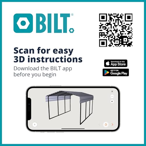 Arrow CPHC102007 Heavy Duty Galvanized Steel Metal Multi-Use Shelter, Shade, Carport, 10' x 20' x 7'