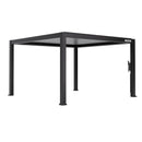 FlexPatio 13x13 FT Outdoor Motorized Louvered Pergola,Aluminum Retractable Pergola with Remote Control,Adjustable Rainproof Roof Gazebo with Drainage System and LED Light,6-inch Post