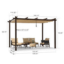 PURPLE LEAF 10' x 12' Outdoor Retractable Pergola Aluminum with DIY Sun Shade Canopy Patio Modern Heavy-Duty Brown Shelter for Garden Yard Pavilion Grape Trellis Porch, Beige