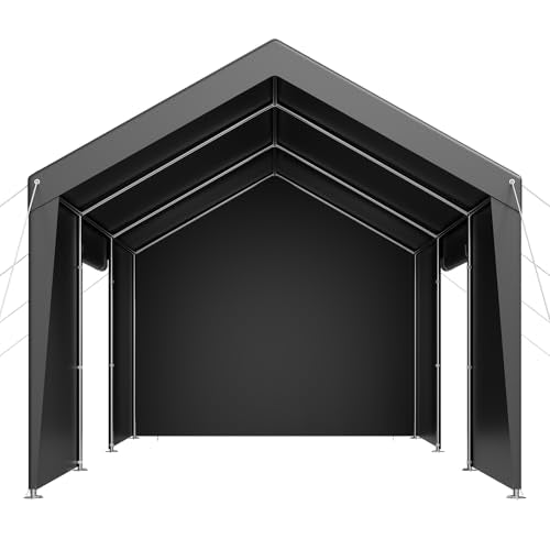 VEVOR 10x20 FT Heavy Duty Carport, Car Port Car Canopy, Potable Garage Car Canopy with Removable Sidewalls, Outdoor Car Shelter, UV and Water-Resistant Car Tent for Cars, Boats, Trucks, and Equipment