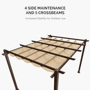 PURPLE LEAF 10' x 12' Outdoor Retractable Pergola Aluminum with DIY Sun Shade Canopy Patio Modern Heavy-Duty Brown Shelter for Garden Yard Pavilion Grape Trellis Porch, Beige