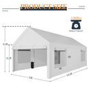Shintenchi Carport 10' x 20' Heavy Duty Portable Garage, Car Port Canopy with Side-Opening Removable Door & Roll-Up Windows, Car Canopy for Truck,Car,Boat,Motorcycle,White