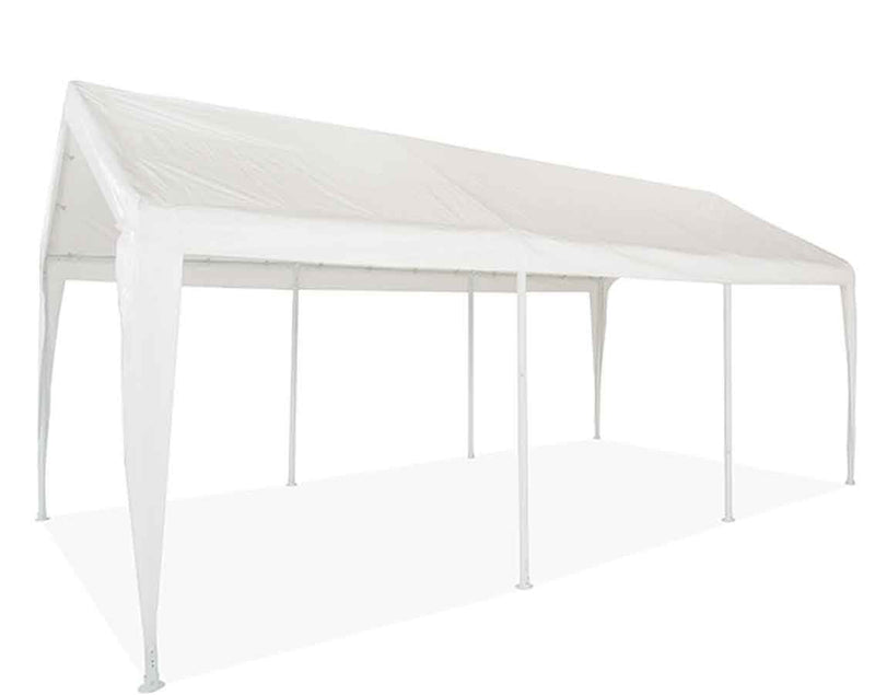 Impact 11' x 20' Portable Carport Garage Canopy, Outdoor Party Tent with 8 Dressed Legs, White