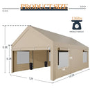 Shintenchi Carport 12' x 20' Heavy Duty Portable Garage, Car Port Canopy with Side-Opening Removable Door & Roll-Up Windows, Car Canopy for Truck,Car,Boat,Motorcycle,Khaki