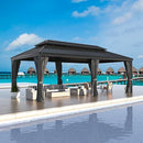 Yardenaler 14x20 FT Hardtop Gazebo Canopy with Double Galvanized Steel Roof, Permanent Outdoor Pavilion with Curtain & Mesh Netting for Patio. Garden, Backyard, Black