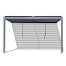 BPS 13 x 10 ft. Outdoor Aluminum Wall Mounted Louvered Pergola Waterproof Gazebo Sun Shade Shelter with 2 Adjustable Rainproof Panels for Patio, Garden, Backyard Lawn & Garden - Dark Gray