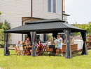 Domi 14' X 20' Hardtop Gazebo Outdoor Metal Gazebo Canopy with Galvanized Steel Double Roof, Aluminum Frame, Curtains and Netting for Patio, Deck, Garden, Grey