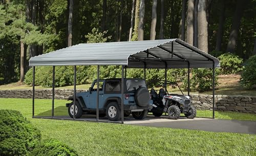 Arrow Carports Galvanized Steel Carport, Double Car Metal Carport Kit, 20' x 24' x 7', Charcoal