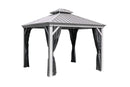Sojag Outdoor 10' x 10' Monaco Hardtop Double Roof Gazebo Outdoor Sun Shelter, Champagne