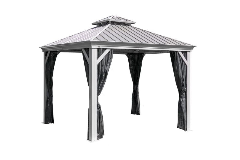 Sojag Outdoor 10' x 10' Monaco Hardtop Double Roof Gazebo Outdoor Sun Shelter, Champagne