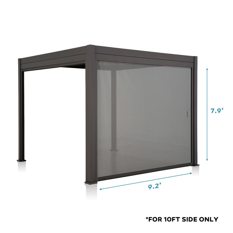 Mirador Accessory - 10Ft Side Adjustable Pull Down Screen for Mirador pergola 111S and 111DA, Enhance Outdoor Living Space with Pull-Down Sun Shade, Wind Block, UV Resistant, Charcoal, not pergola