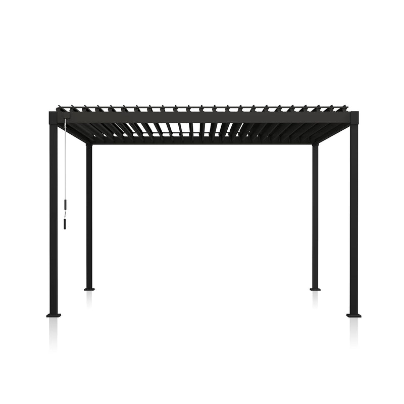 MIRADOR 80S Louvered Pergola 10' x 12', Modern Style with Adjustable Louvers and Integrated Drainage System for Deck Garden Yard, Easy Installation, Charcoal