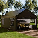 Shintenchi Carport 12' x 20' Heavy Duty Portable Garage, Carport Canopy with Side-Opening Door & Roll-Up Windows, Car Canopy for Truck,Car,Boat,Grey