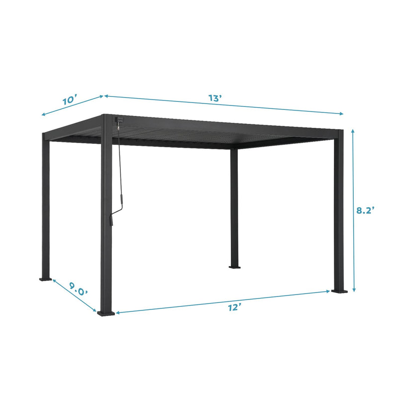 Mirador 111S Round Louvered Pergola Gazebo, 10Ft x 13Ft, Full Aluminum Frame, Adjustable Roof, Outdoor, Durable, Charcoal