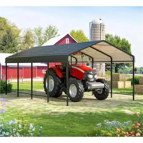 7DEYAB Car Tent Garage Steel Canopy Carport Parking Hard Top Pergola Style with Metal Frame