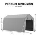 10 x 15 ft Portable Carport, Storage Shed with Heavy Duty Waterproof Tarp & 2 Roll-Up Zipper Doors, Ideal Tent for Motorcycles, Bikes, Garden Tools, and Firewood