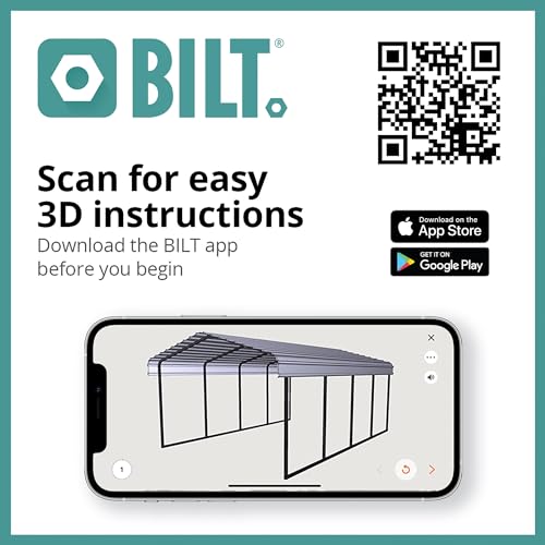 Arrow Carports Galvanized Steel Carport, Full-Size Metal Carport Kit, 12' x 24' x 9', Charcoal