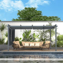 Aoodor 12 x 16 ft Outdoor Pergola with Retractable Shade Canopy, Matte Dark Gray Aluminum Frame, 2 Roller Shade Curtains, Grape Trellis Pergola for Patio, Backyard, Deck, Grey