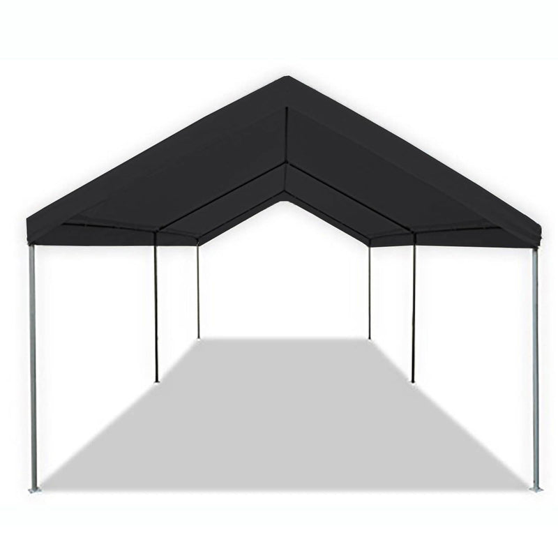 Caravan Canopy Domain 10 x 20 Foot Durable Portable Garage Carport Canopy Car Tent Sidewalls with Dual Zippers and Roll Up Door, Black (Anchor/Mounting Materials + Sidewalls Included)