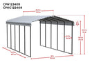 Arrow Carports Galvanized Steel Carport, Full-Size Metal Carport Kit, 12' x 24' x 9', Charcoal
