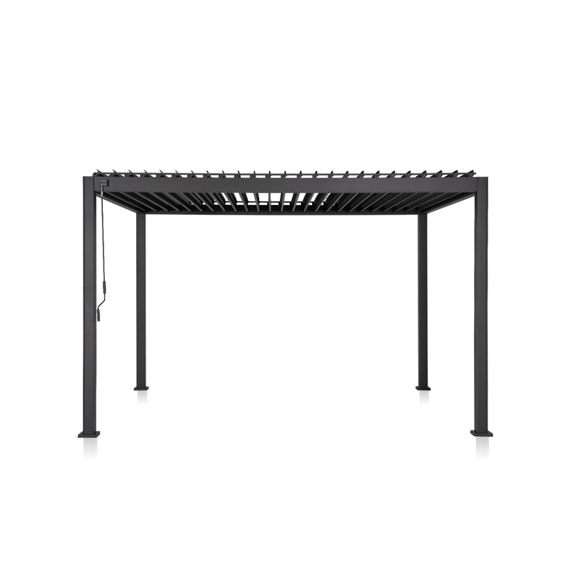 Mirador 111S Round Louvered Pergola Gazebo, 10Ft x 13Ft, Full Aluminum Frame, Adjustable Roof, Outdoor, Durable, Charcoal