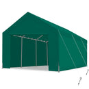 PEAKTOP OUTDOOR 12x20 ft Heavy Duty Carport with Removable Sidewalls, Portable Car Canopy, Garage Tent, Boat Shelter with Reinforced Triangular Beams, Green