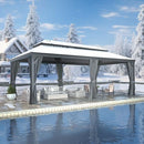 Yardenaler 14x20 FT Hardtop Gazebo Canopy with Double Galvanized Steel Roof, Permanent Outdoor Pavilion with Curtain & Mesh Netting for Patio. Garden, Backyard, Black