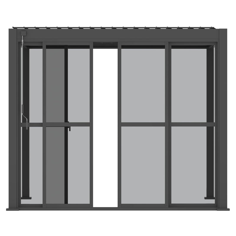 Mirador Accessory - 10' Sliding PC Door with Handle for Pergola 111 Series, 4-Piece Detachable Moveable Door, Easy Install Windproof UV-Resistant, Charcoal, not pergola