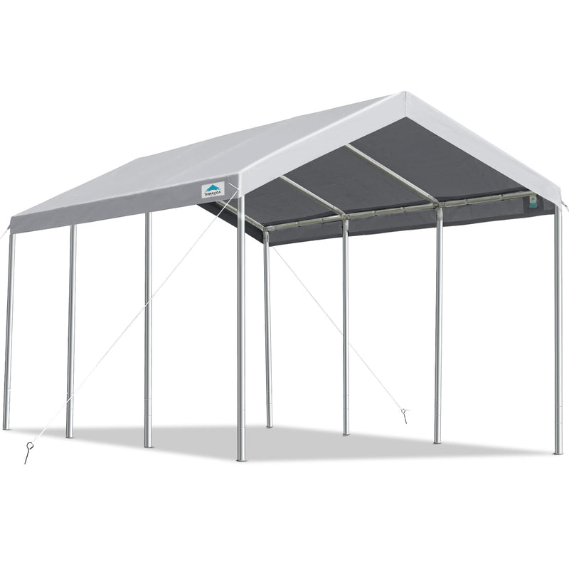 ADVANCE OUTDOOR 10x20 ft Heavy Duty Carport Potable Car Canopy Garage Party Tent Boat Shelter, Adjustable Height from 9.5 ft to 11 ft, Gray