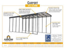 Arrow Carports Galvanized Steel Carport, RV Metal Carport Kit, 14' x 42' x 14', Charcoal