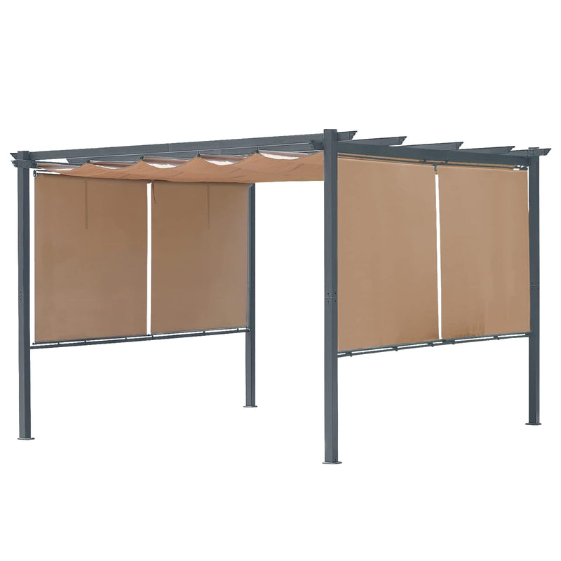 Masyardi 12 x 12 Ft Outdoor Aluminum Pergola, Retractable Canopy & 2 Sides Shades for Patio Backyard Garden Deck