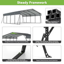 Real Relax 20x20ft Heavy Duty Metal Carport with Galvanized Steel Roof, 4 Support Legs, Outdoor Car Port Shelter for 2 Cars, Trucks and Boats