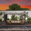 Aoodor 12 x 16 ft Outdoor Pergola with Retractable Shade Canopy, Matte Dark Gray Aluminum Frame, 2 Roller Shade Curtains, Grape Trellis Pergola for Patio, Backyard, Deck, Grey