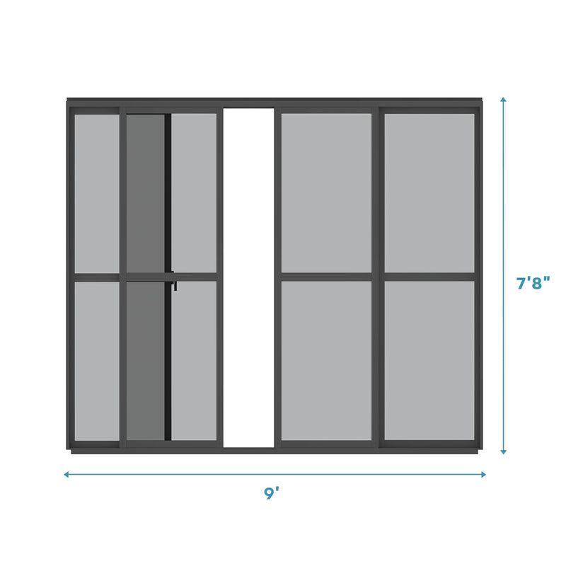 Mirador Accessory - 10' Sliding PC Door with Handle for Pergola 111 Series, 4-Piece Detachable Moveable Door, Easy Install Windproof UV-Resistant, Charcoal, not pergola
