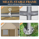 Shintenchi Carport 12' x 20' Heavy Duty Portable Garage, Car Port Canopy with Side-Opening Removable Door & Roll-Up Windows, Car Canopy for Truck,Car,Boat,Motorcycle,Khaki