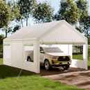 Shintenchi Carport 12' x 20' Heavy Duty Portable Garage, Car Port Canopy with Side-Opening Removable Door & Roll-Up Windows, Car Canopy for Truck,Car,Boat,Motorcycle,White