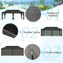 Yardenaler 14x20 FT Hardtop Gazebo Canopy with Double Galvanized Steel Roof, Permanent Outdoor Pavilion with Curtain & Mesh Netting for Patio. Garden, Backyard, Black