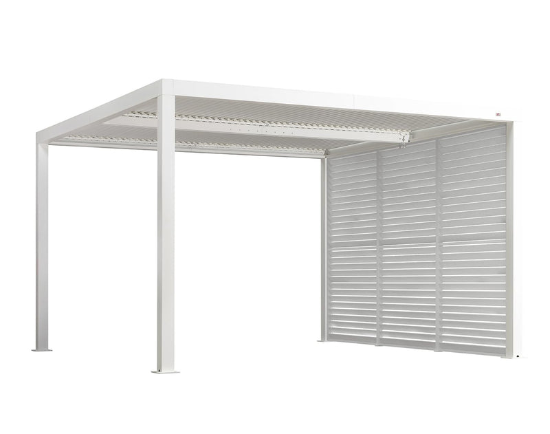 PURPLE LEAF Outdoor Louvered Pergola Accessory Aluminum Shutter Wall Divider Side Shade Privacy Screen Three Panels a Complete 12' Side Fixed Louvered Wall, Pergola Not Included