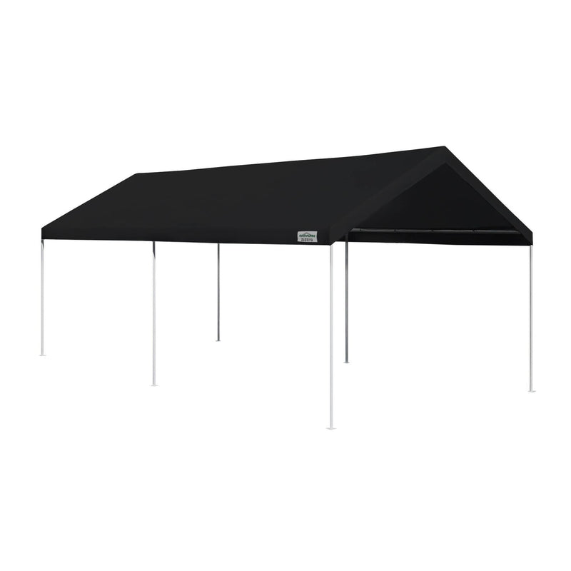 Caravan Canopy Domain 10 x 20 Foot Durable Portable Garage Carport Canopy Car Tent Sidewalls with Dual Zippers and Roll Up Door, Black (Anchor/Mounting Materials + Sidewalls Included)