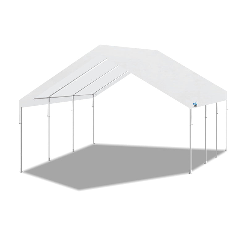 King Canopy Hercules 18-Feet by 20-Feet, 2-Inch Hammertone Steel Frame w/Buttons, 8-Leg, Carport, White