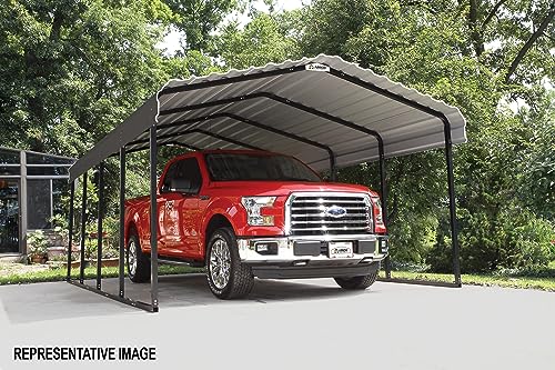Arrow Carports Galvanized Steel Carport, Full-Size Metal Carport Kit, 12' x 29' x 7', Charcoal